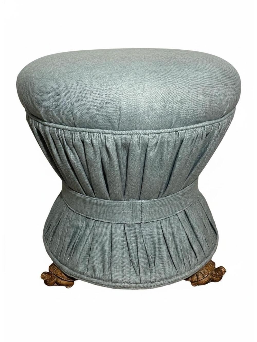 Vintage Vanity Stool /Ottoman Hand Carved Turtle Feet
